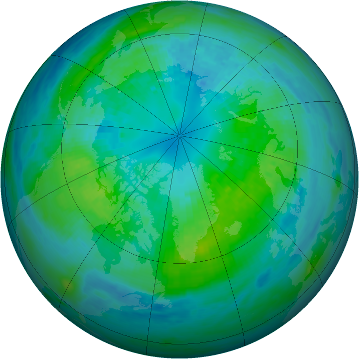 Arctic ozone map for 10 October 1990